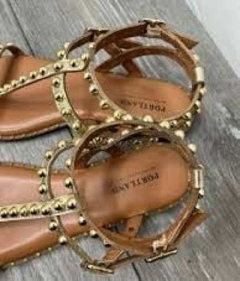 Size 11 Portland Boot Company Brown Studded Gladiator Sandals - Picture 7 of 8